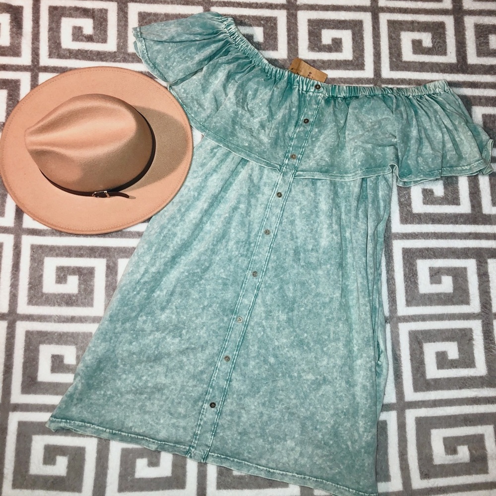Off The Shoulder Teal Dress